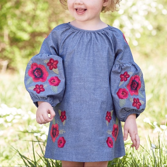 Mud Pie Other - Floral Embroidered Kids Dress